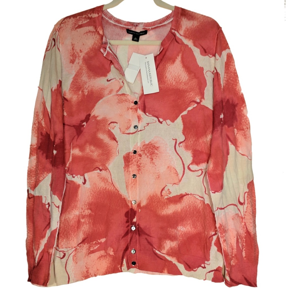 Banana Republic Pink Floral Cardigan